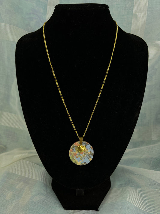 RVS gouden ketting met gouden appel hanger en appelboom hanger