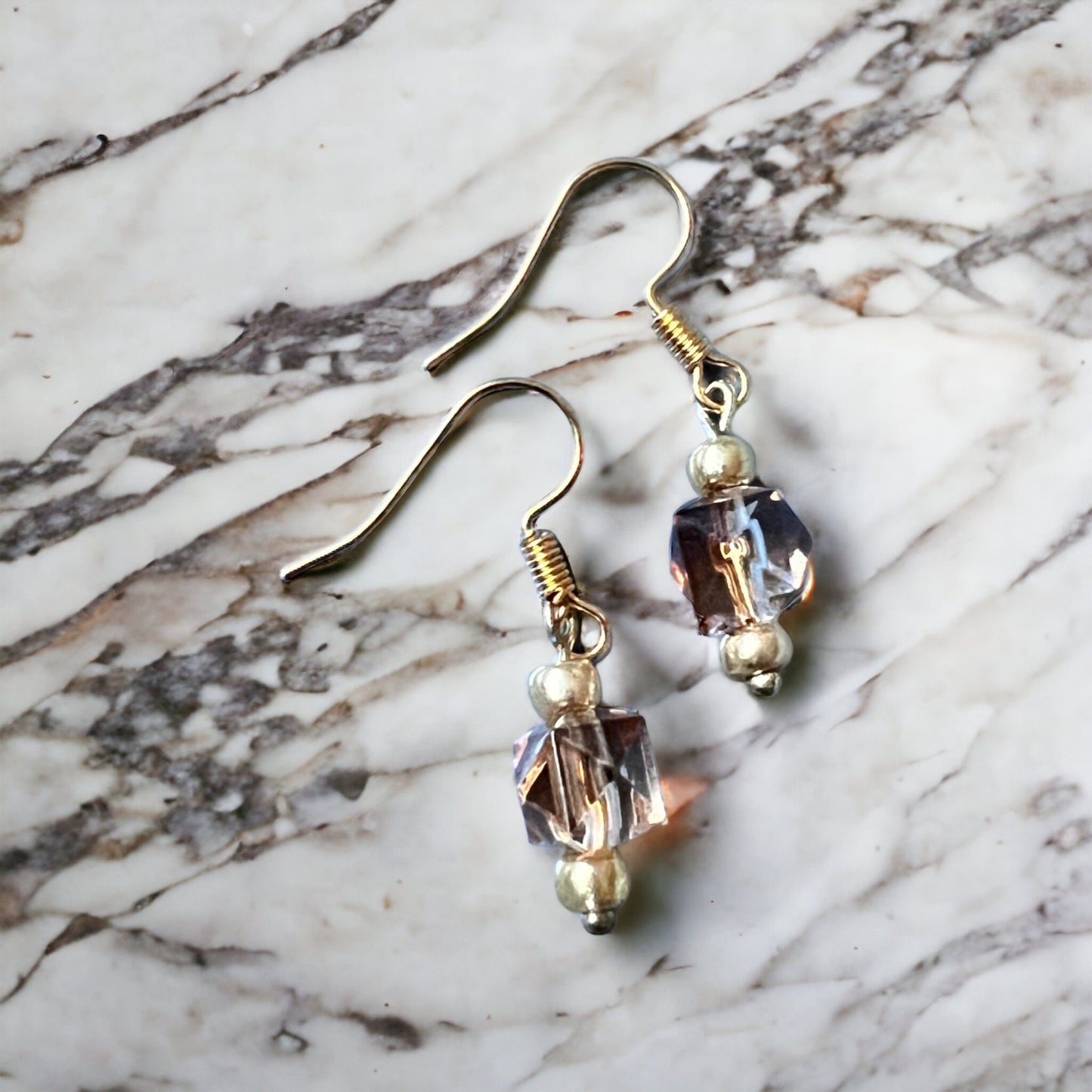 Ombre kralen gouden oorbellen