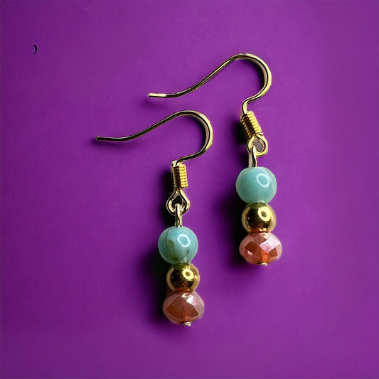 Groenblauwe roze oorbellen