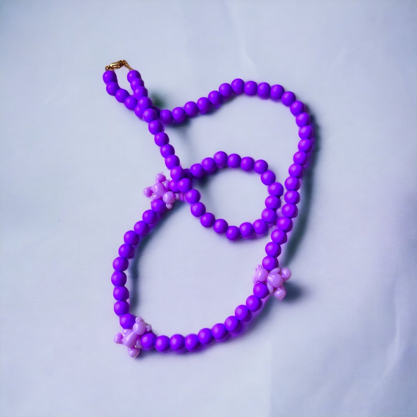 Purple bear necklace