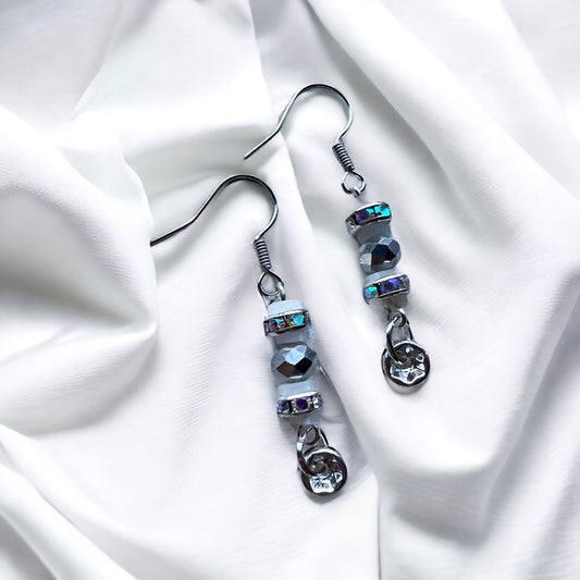 Zilveren glaskralenoorbellen