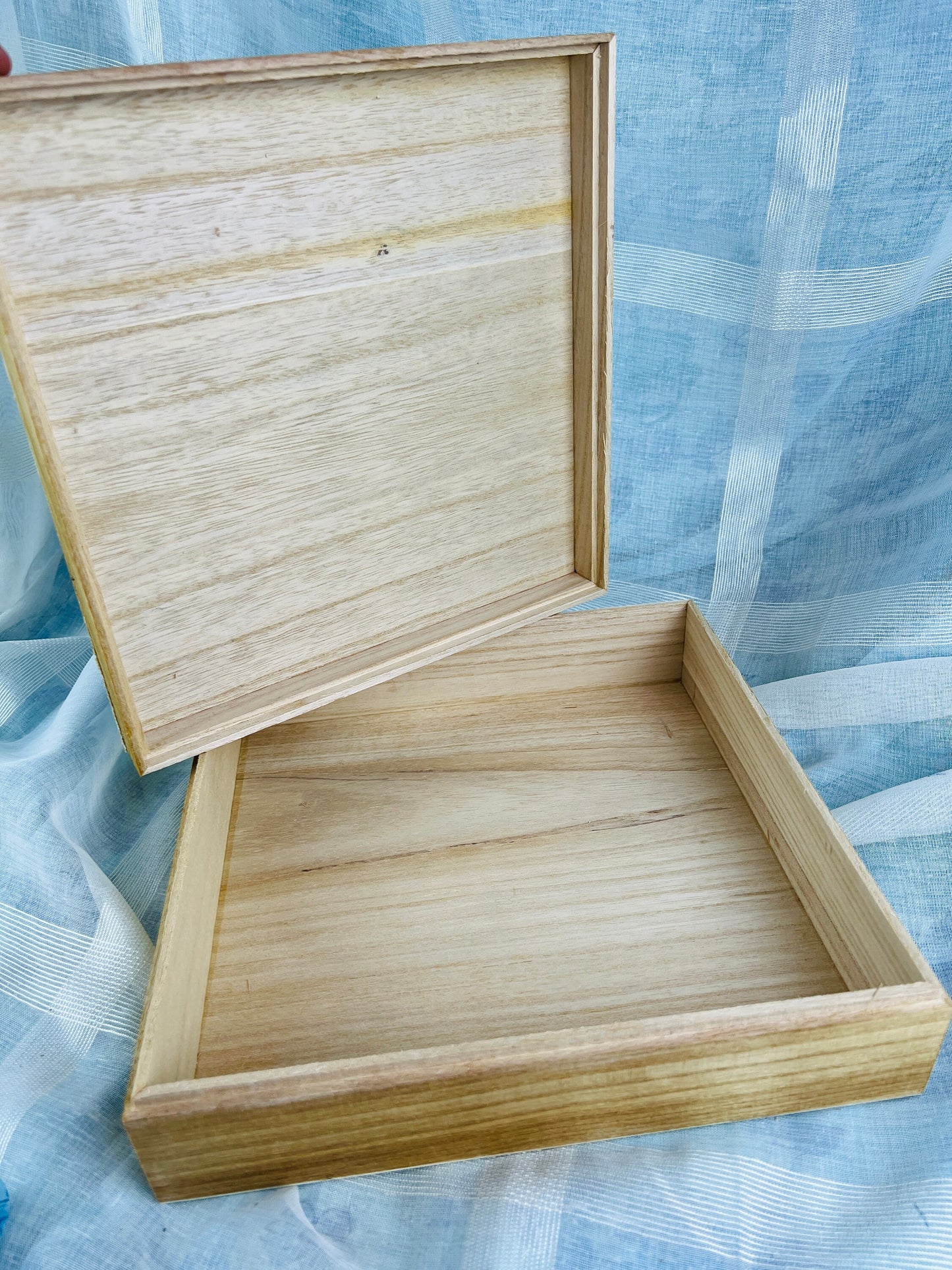 Whimsical Wooden Jewelry Box with Hot Air Balloons - Handcrafted Scenic Landscape