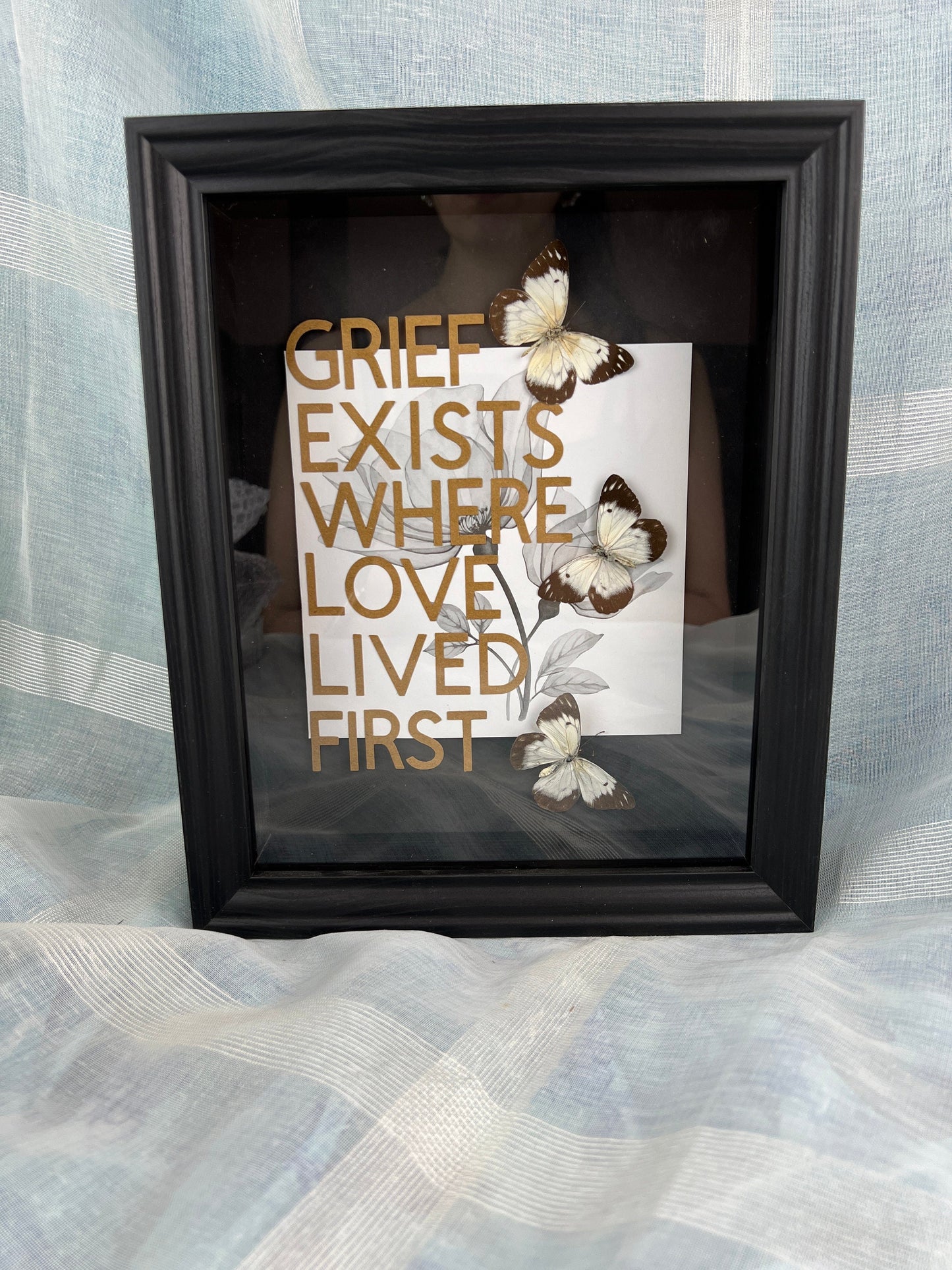 Handcrafted Memorial Keepsake with Real Butterflies in Frame - Sympathy Gift Idea