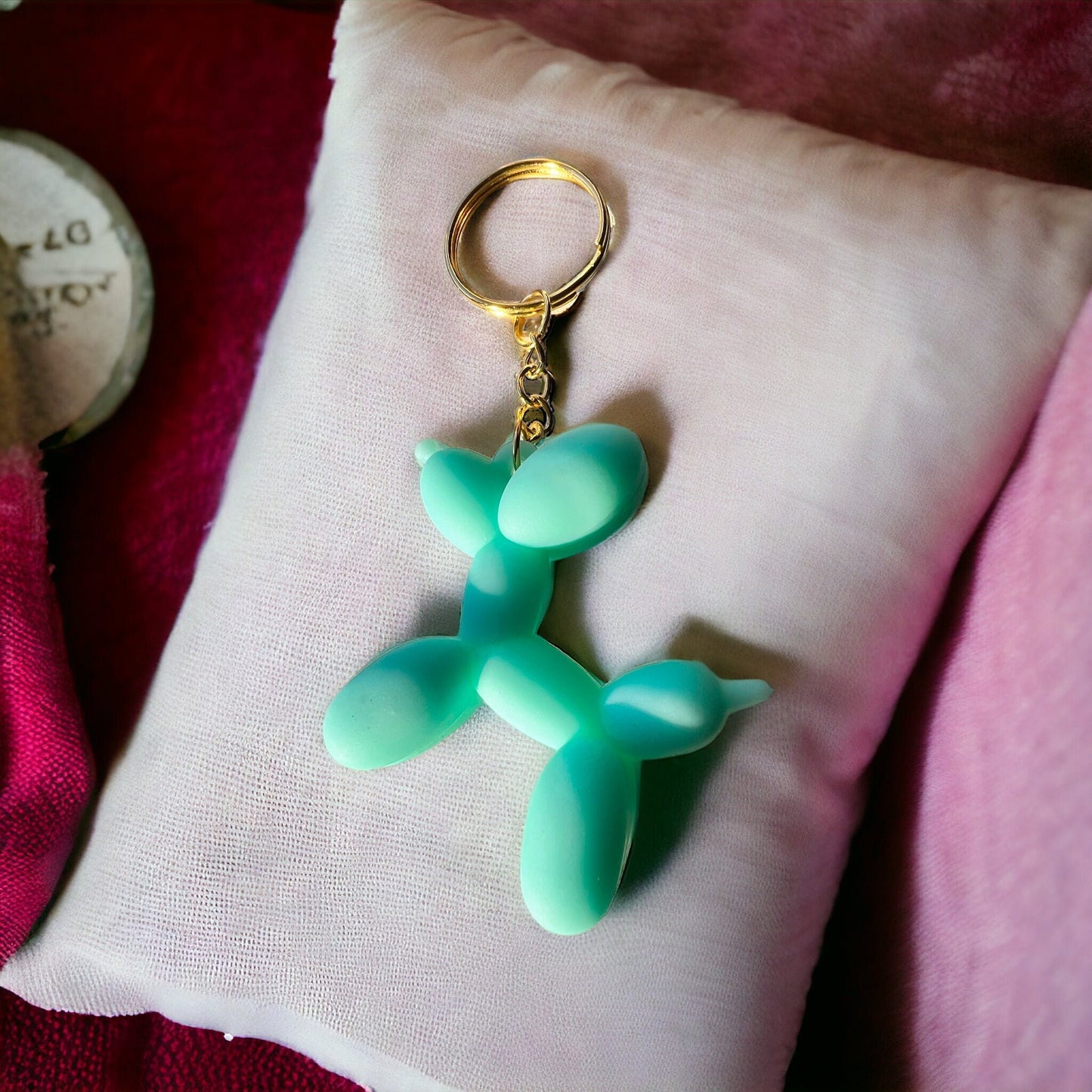 Balloon animal keychain turquoise