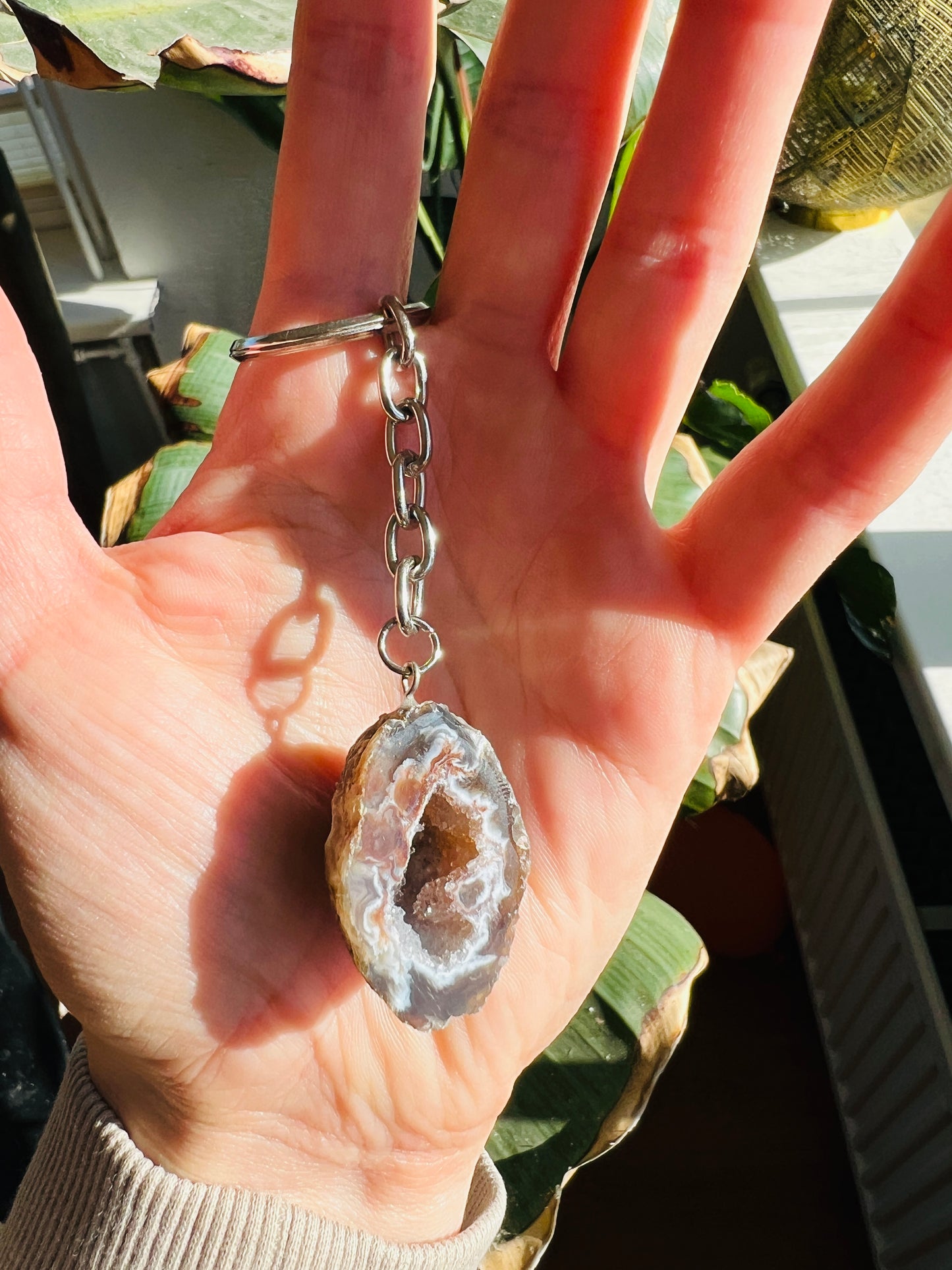 Crystal geodine key ring