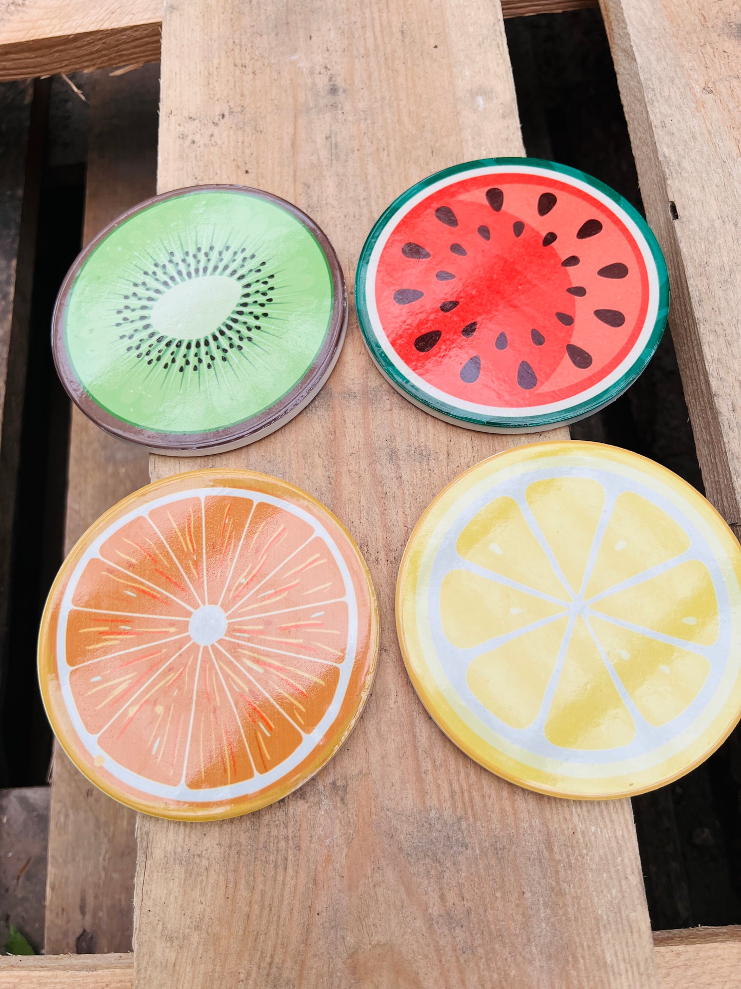 Onderzetters keramiek fruit
