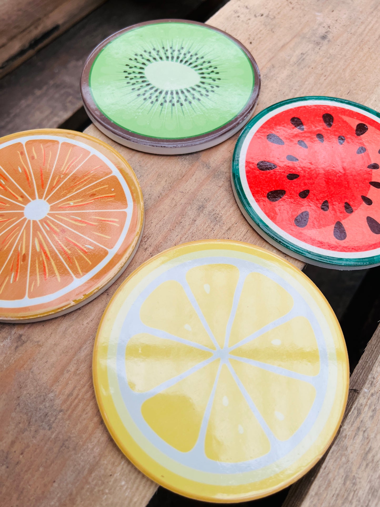 Onderzetters keramiek fruit
