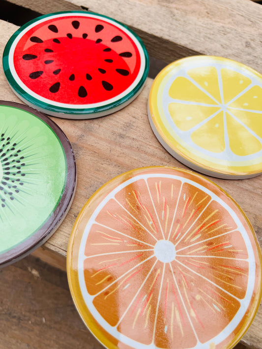 Onderzetters keramiek fruit