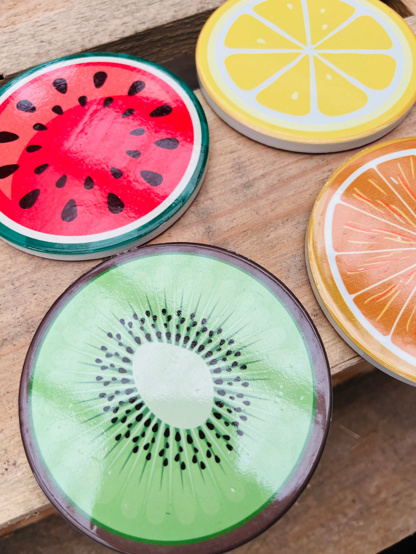 Onderzetters keramiek fruit