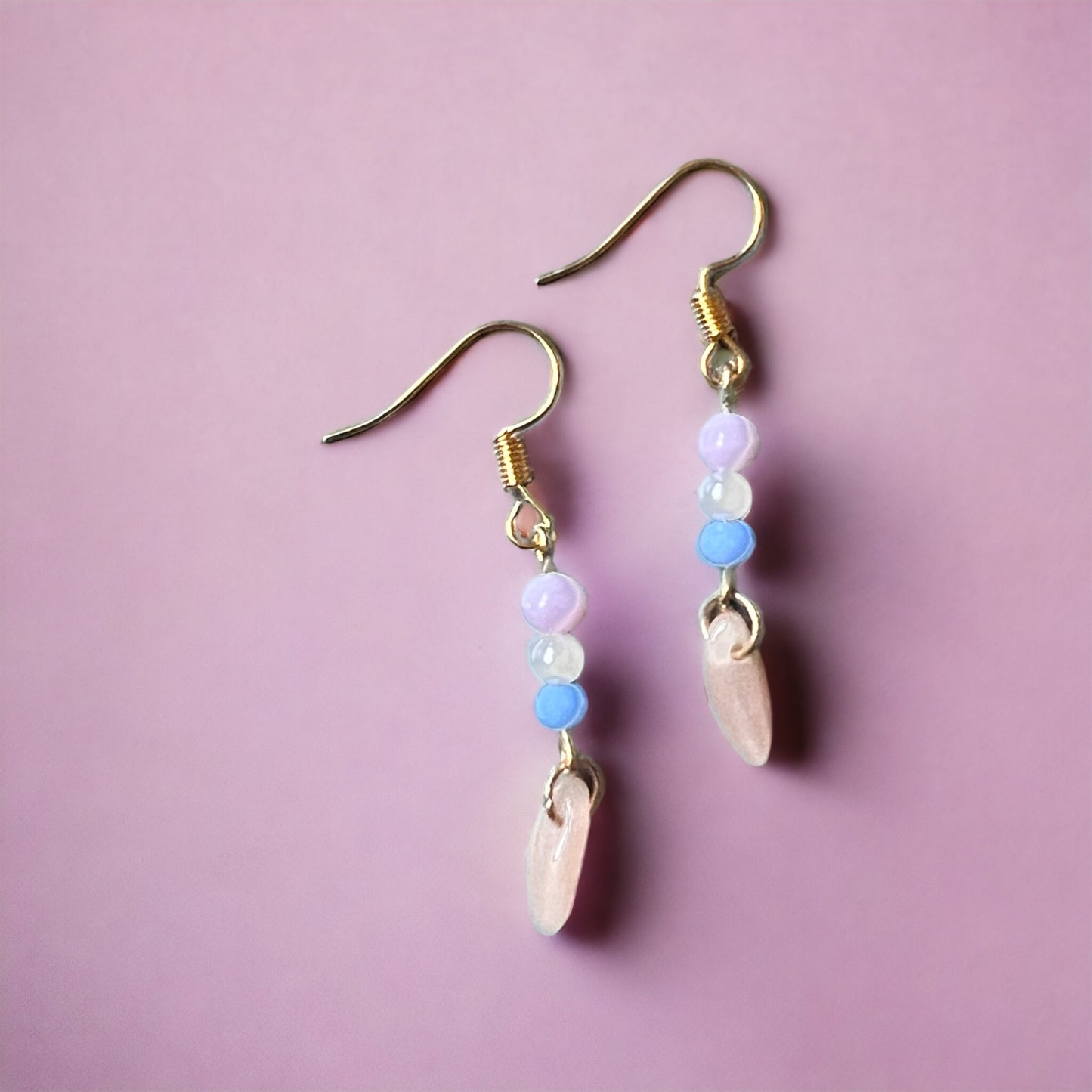 Pastel beaded gold earrings