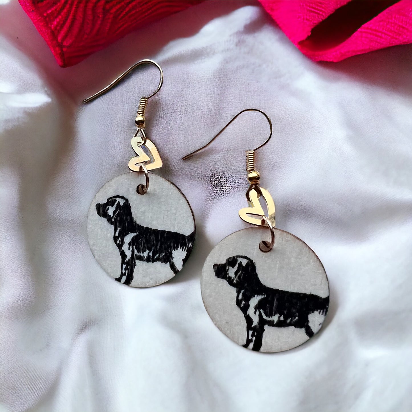 Dog gold heart earrings