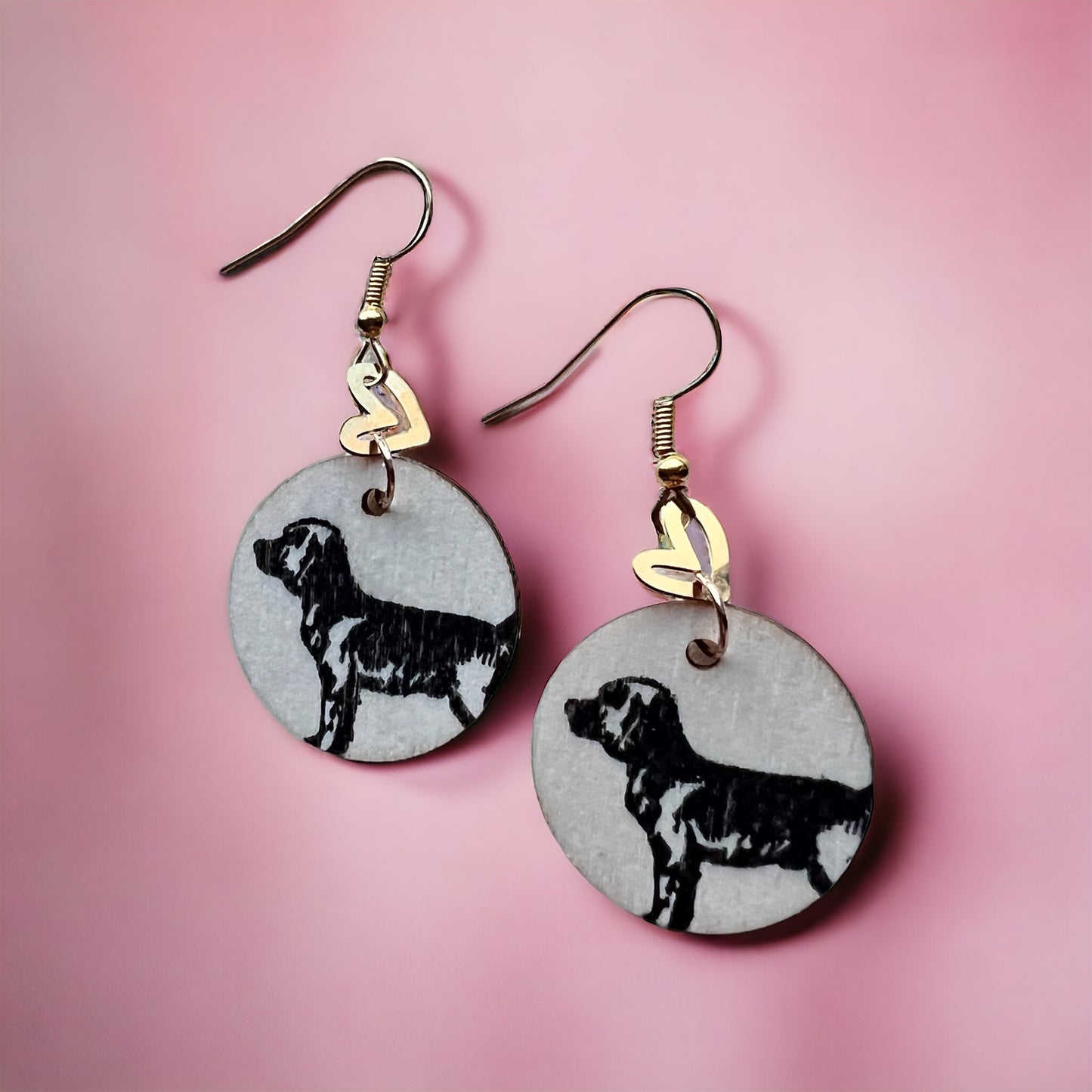 Dog gold heart earrings