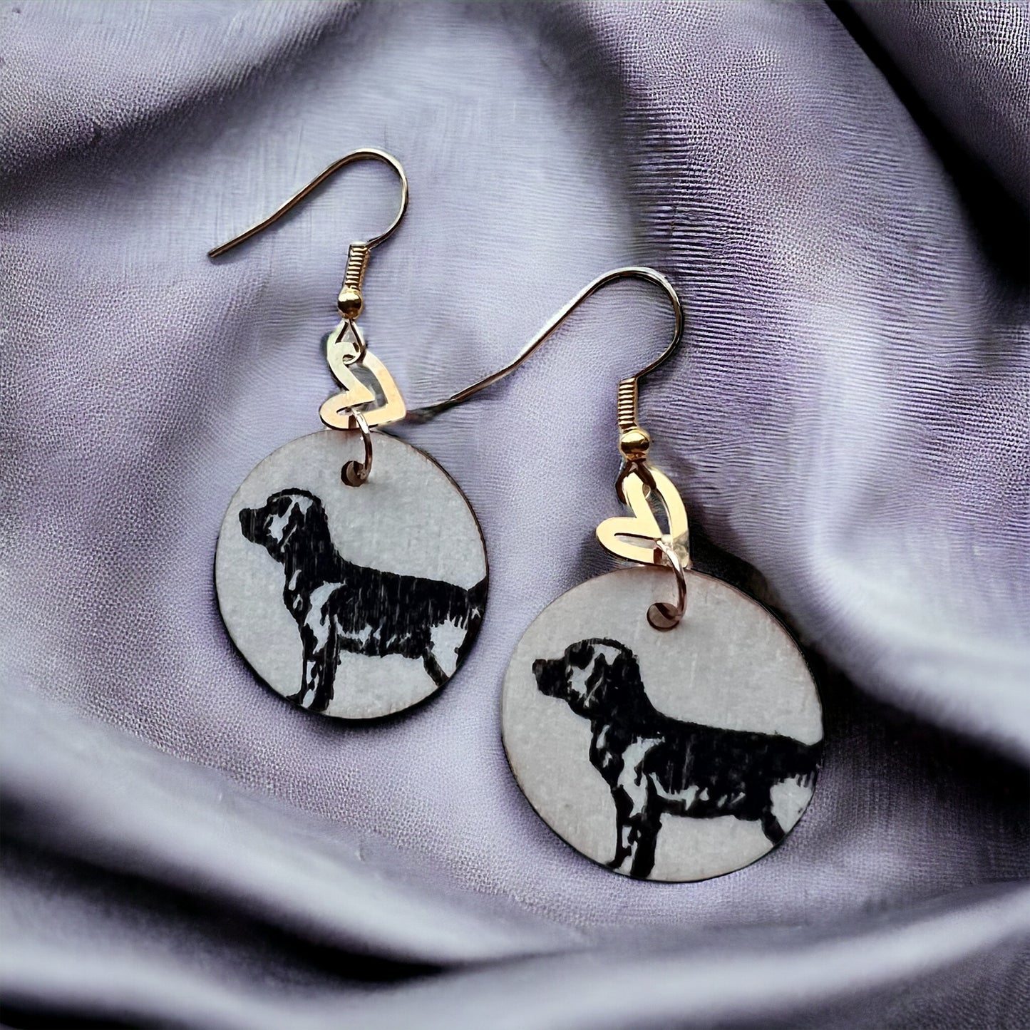 Dog gold heart earrings