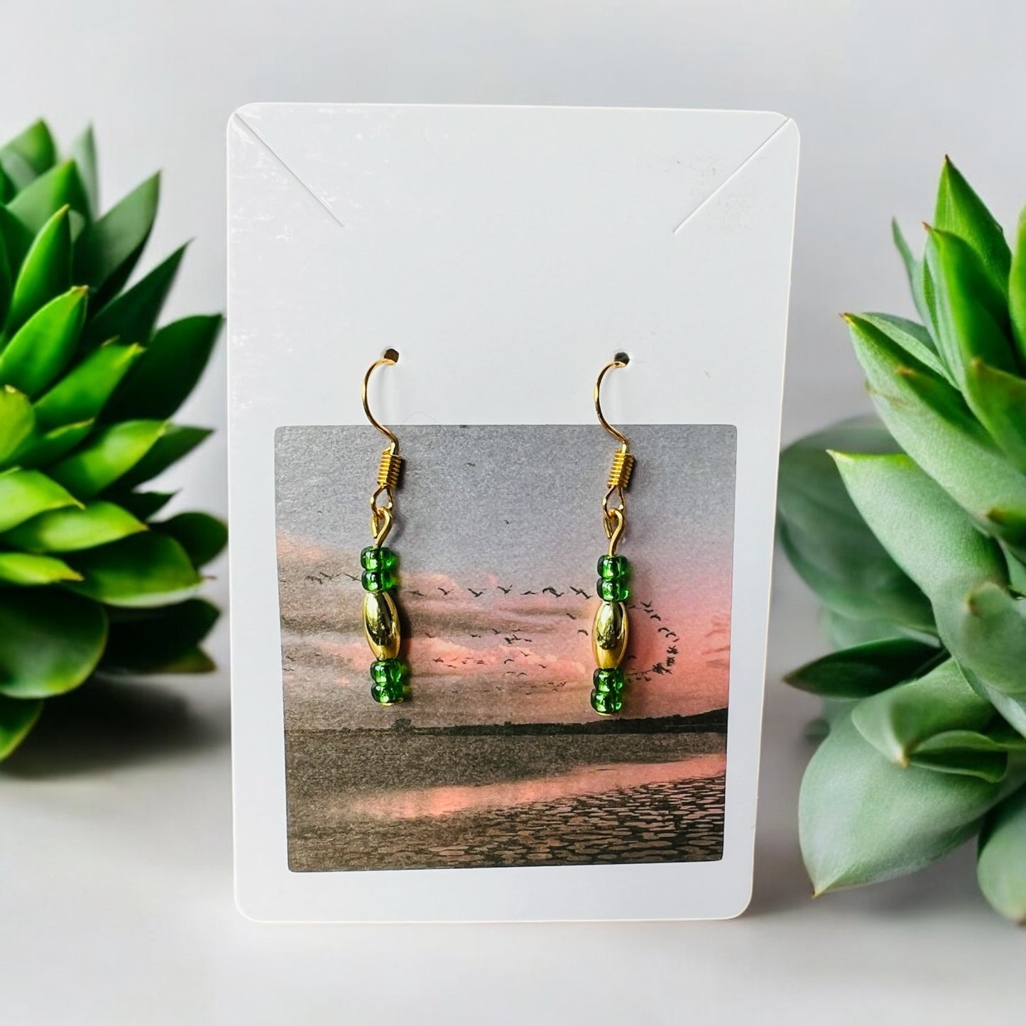 Groen gouden oorbellen
