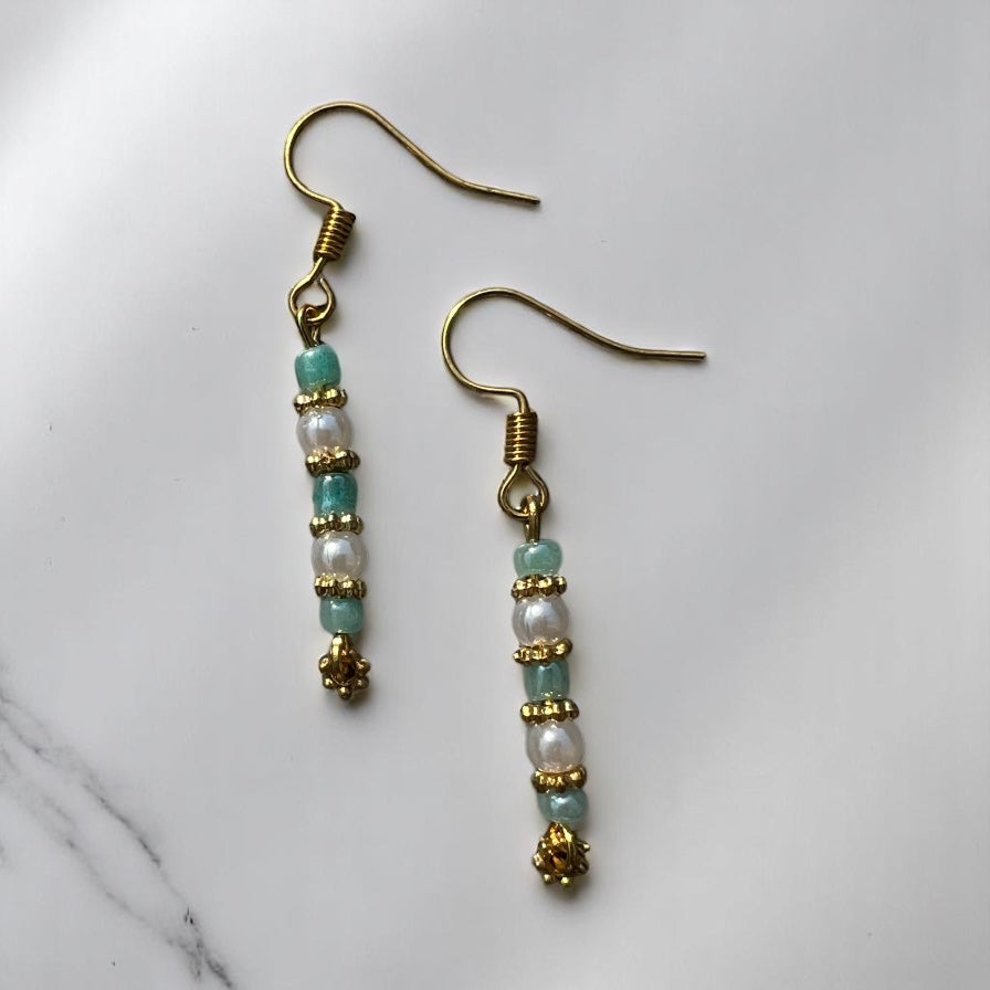 Gold green earrings