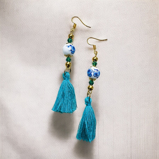 Turquoise gouden oorbellen