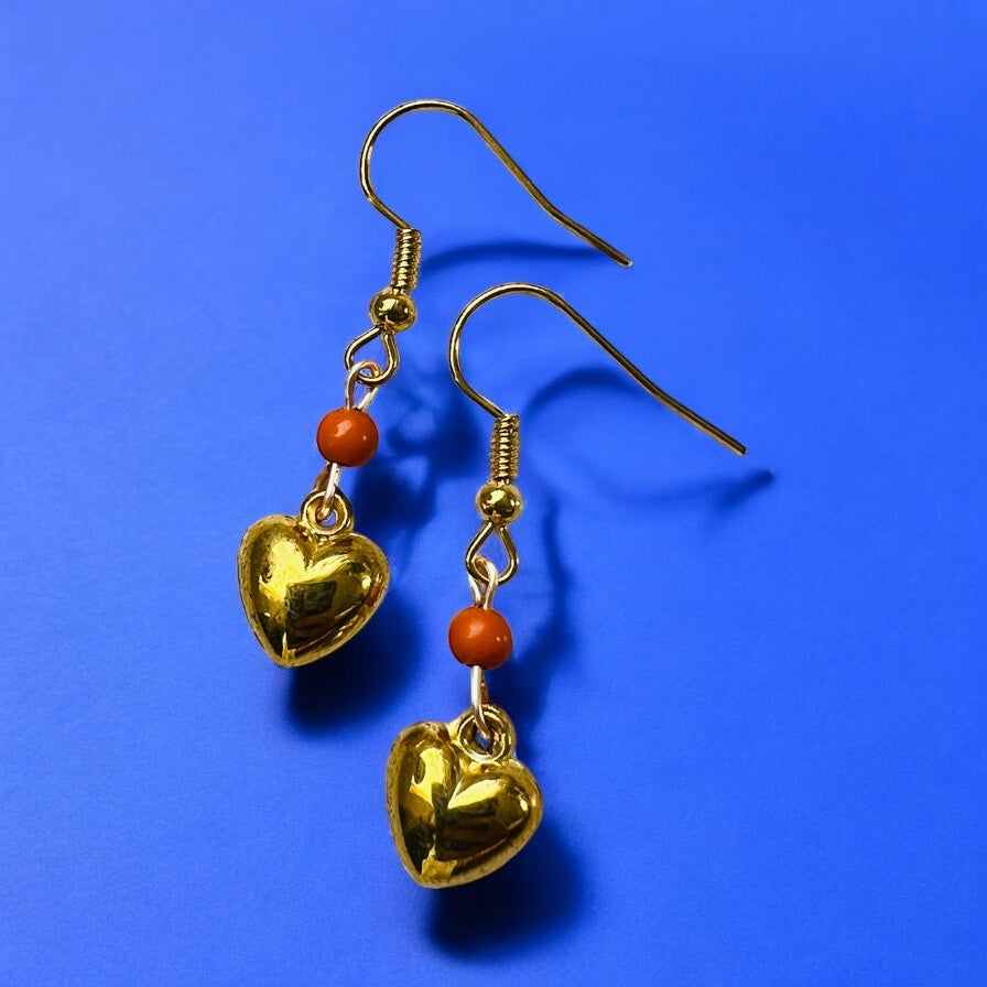 Gold heart earrings