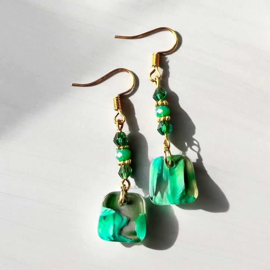 Groen gouden oorbellen