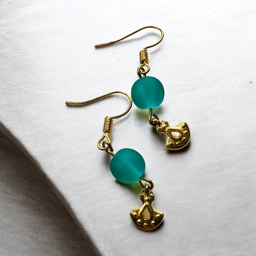 Turquoise gouden oorbellen