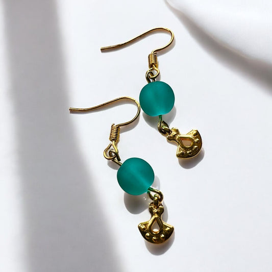Turquoise gouden oorbellen