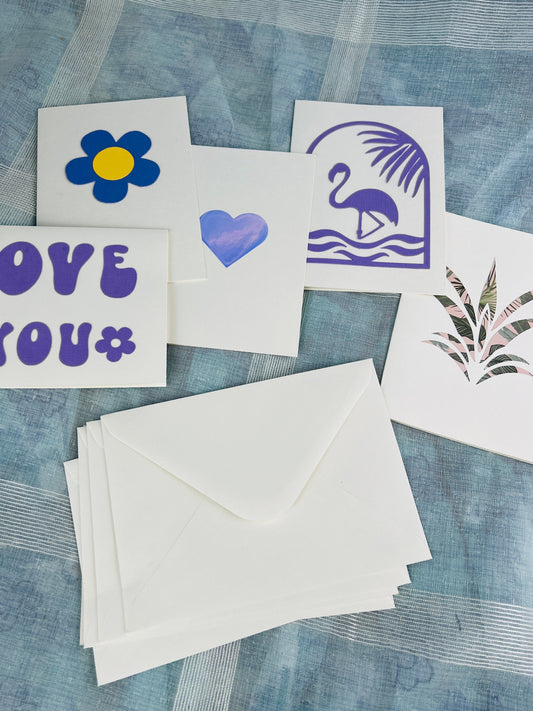 Bundle of 5 Handcrafted Double Postcards and Matching Envelopes