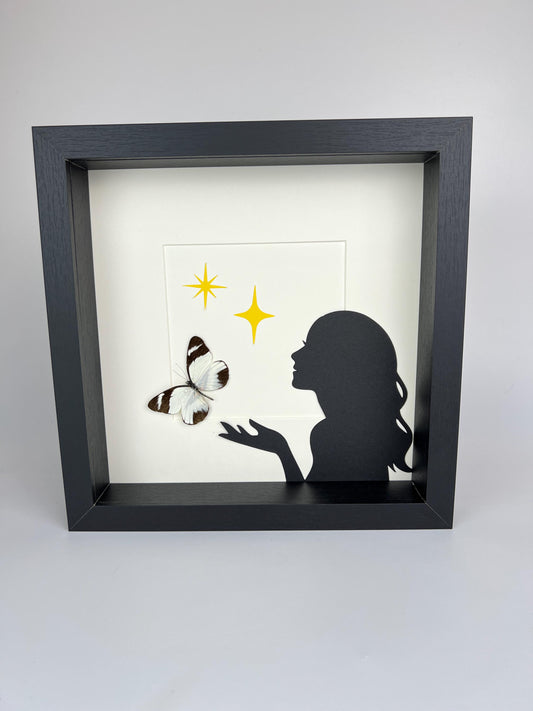 Echte vlinder | Perrhybris Pamela met print in lijst (25x25cm)