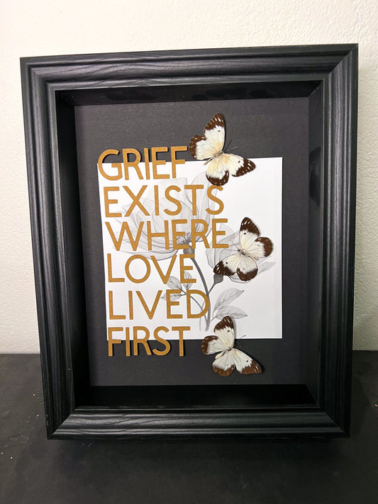 Handcrafted Memorial Keepsake with Real Butterflies in Frame - Sympathy Gift Idea