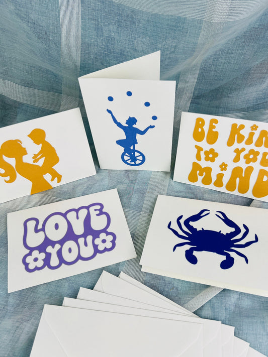 Bundle of 5 Handcrafted Postcards with Matching Envelopes