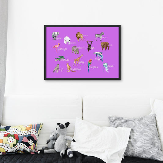 Colorful Animal Poster in Dutch | Educational Animal Print | Digital Download | Kids Wall Art JPG SVG | Multiple Sizes Available Wall decor