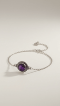 Armband aus 925er Silber mit Amethyst – verstellbar von 15,5 bis 19,5 cm von KEY LIME STORE