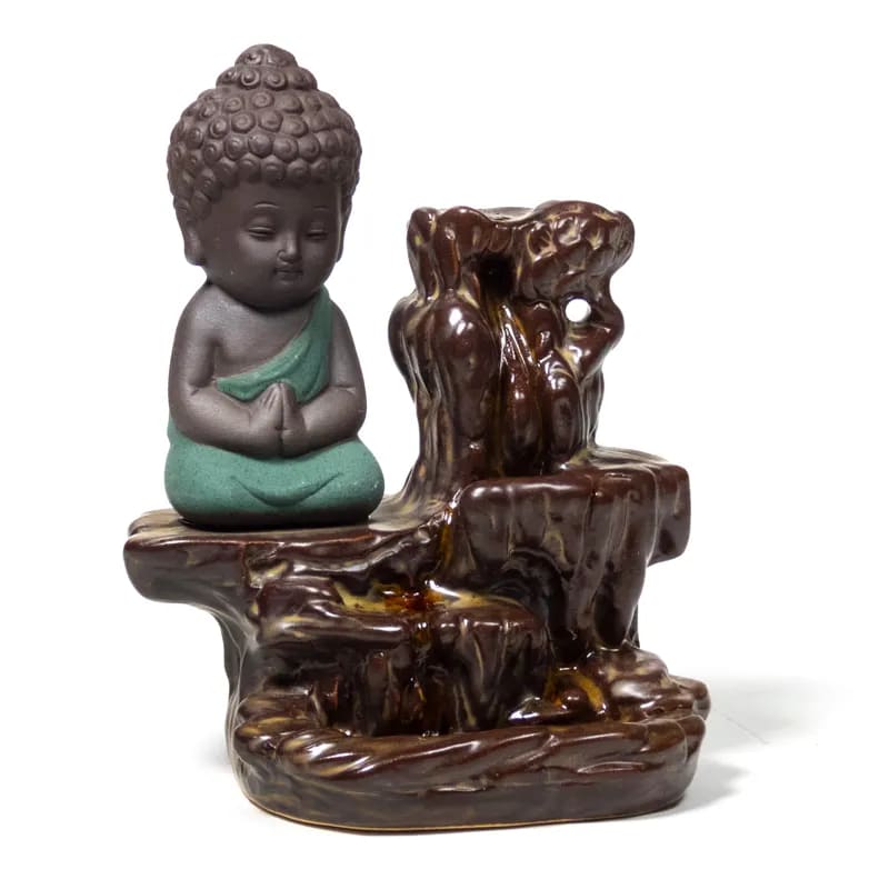 Backflow wierookbrander boeddha waterval (12x9x7 cm)