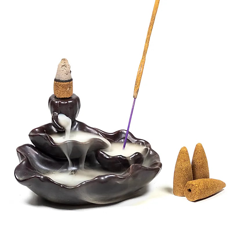 Backflow lotus waterval wierookbrander lotusvijver (11x8x6cm)