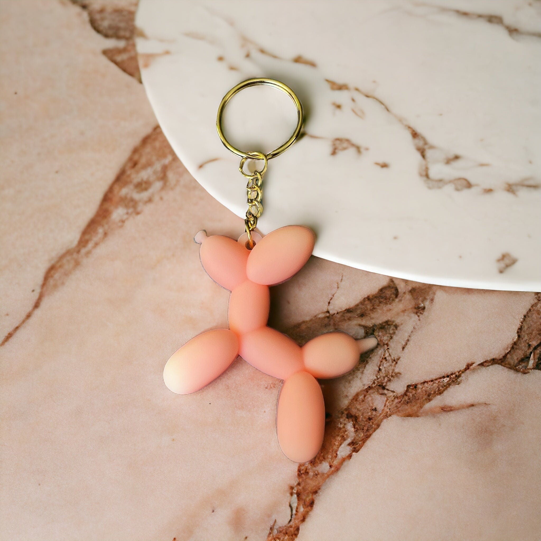 Balloon animal pink keychain