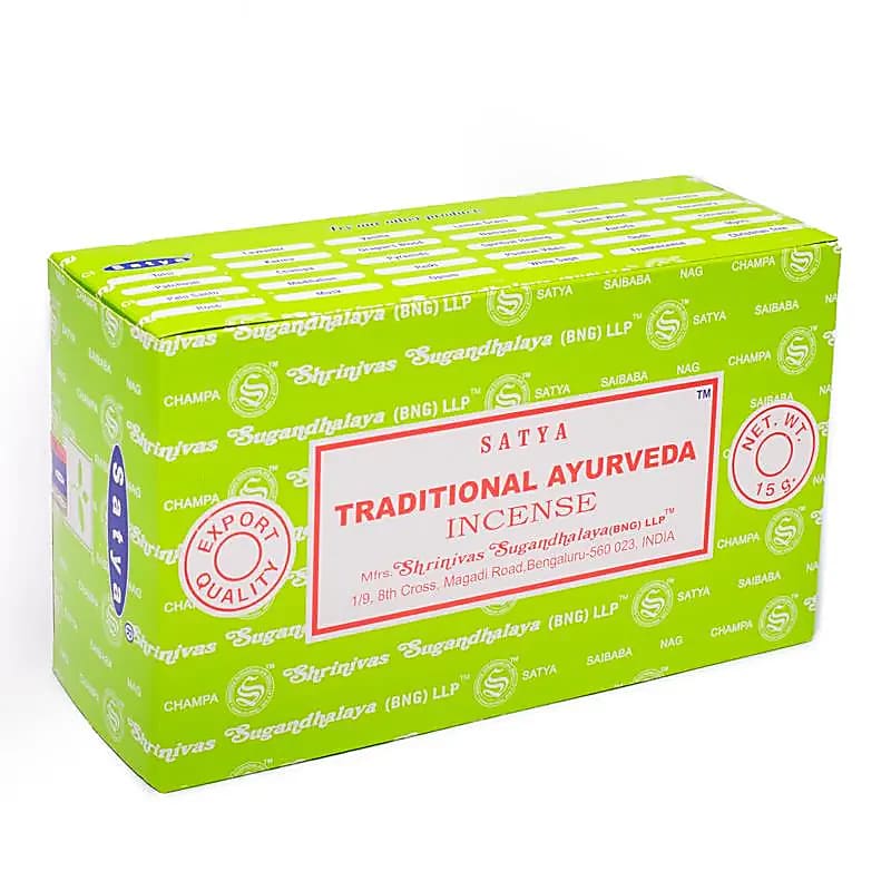 Räucherstäbchen „Satya Traditional Ayurveda Incense“ – Schachtel mit 12 Päckchen von KEY LIME STORE