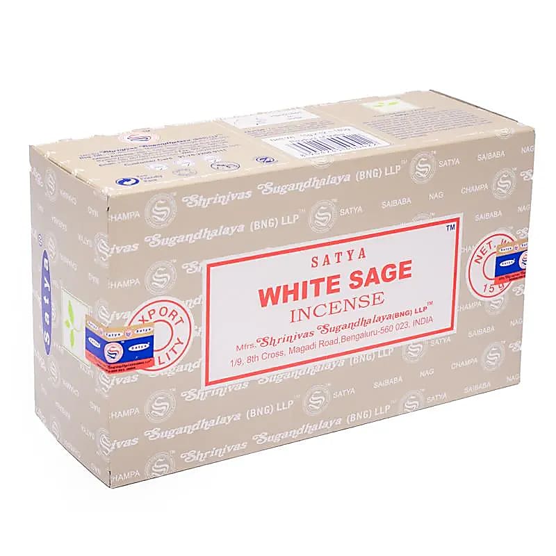 Räucherstäbchen „Satya White Sage“ – Schachtel mit 12 Päckchen von KEY LIME STORE