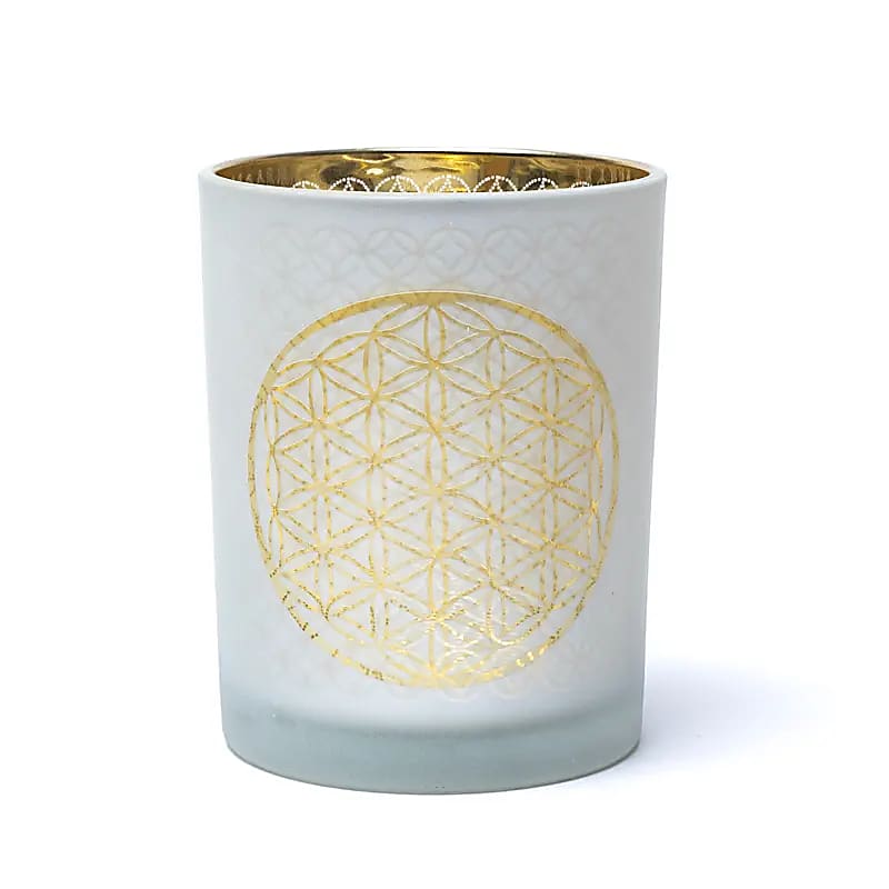 Flower of Life Decorative Light, Frosted Glass, Metallic (10x12.5 cm)