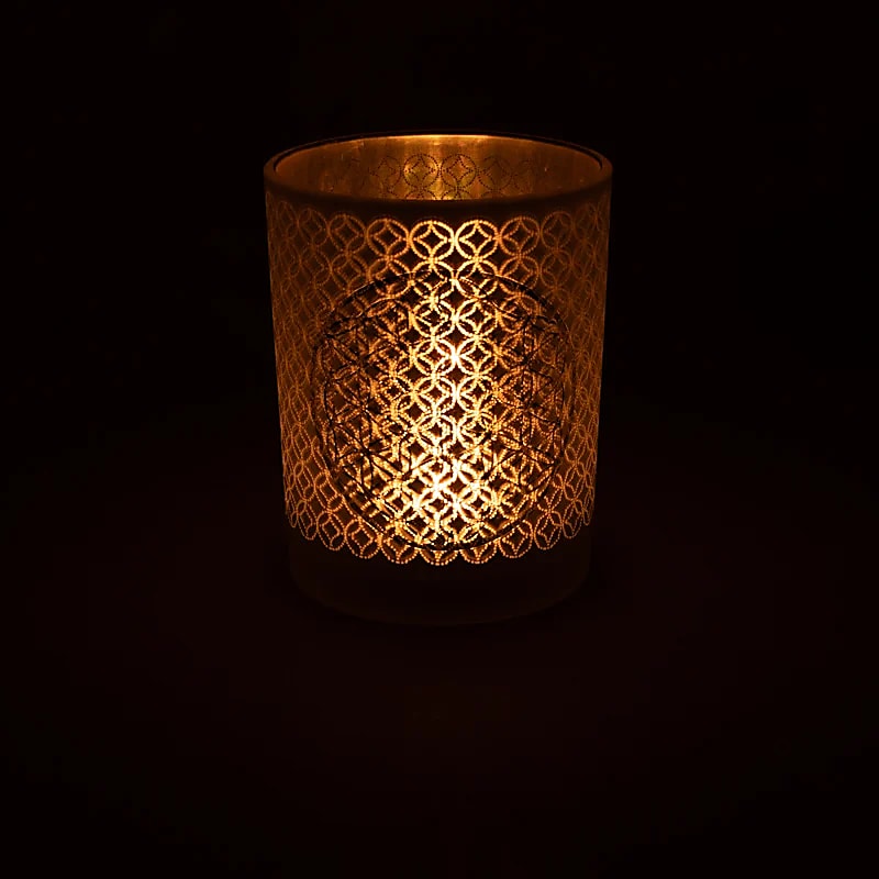 Flower of Life Decorative Light, Frosted Glass, Metallic (10x12.5 cm)