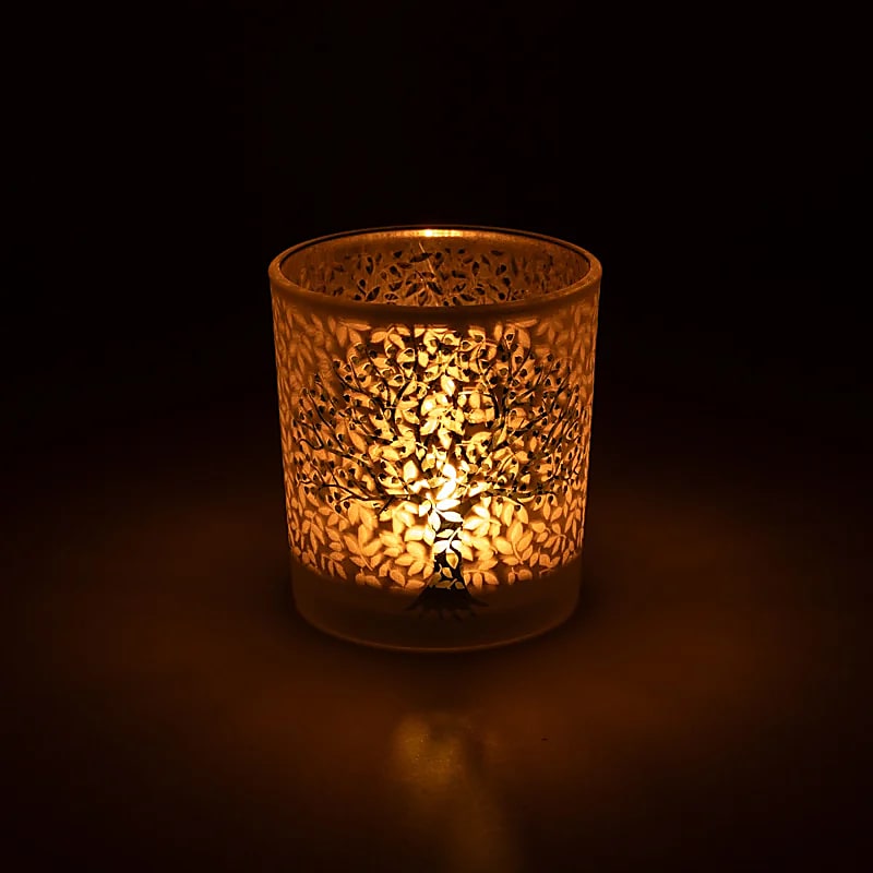 Levensboom sfeerlicht matglas/metallic (7,3x8 cm)