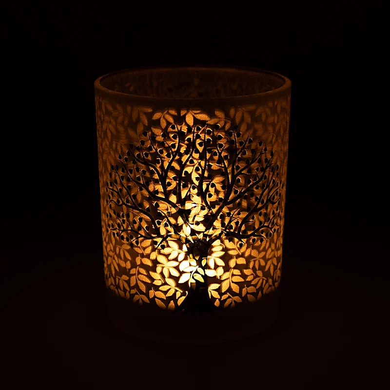 Sfeerlicht levensboom matglas/metallic (10x12,5 cm)
