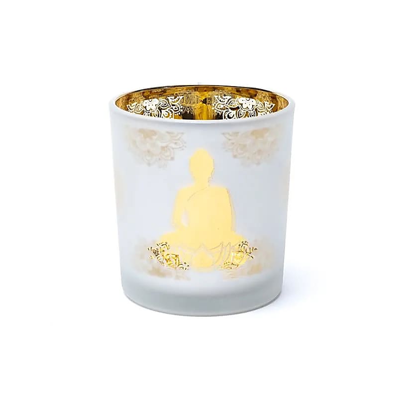 Buddha ambiance light, frosted glass/metallic (7.3 x 8 cm)