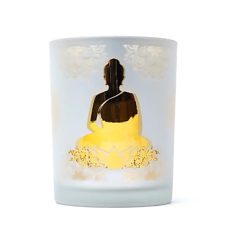 Buddha Mood Light, Frosted Glass/Metallic (10x12.5 cm)