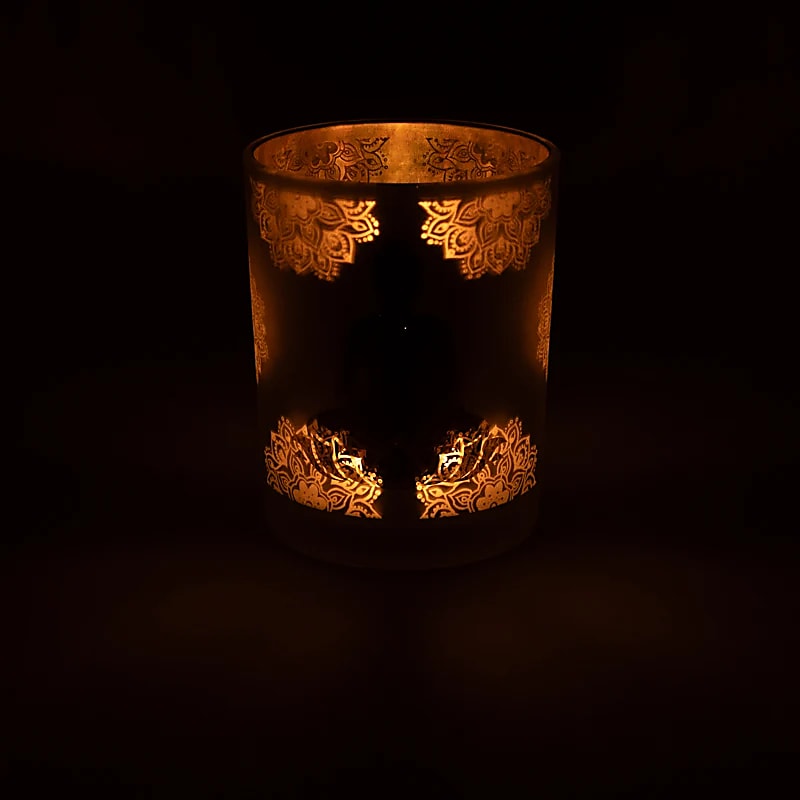 Buddha Mood Light, Frosted Glass/Metallic (10x12.5 cm)
