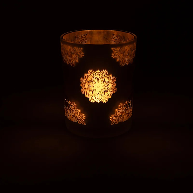 Buddha Mood Light, Frosted Glass/Metallic (10x12.5 cm)