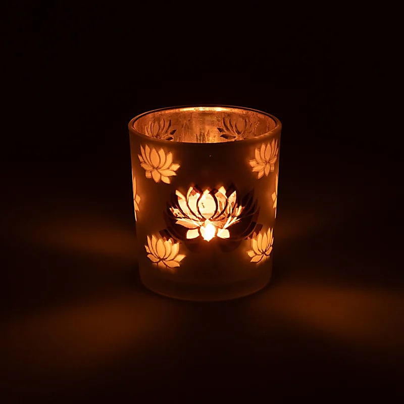 lotus sfeerlicht matglas/metallic (7,3x8 cm)