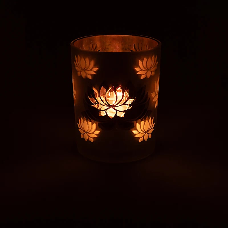 Sfeerlicht lotus matglas/metallic (10x12,5 cm)