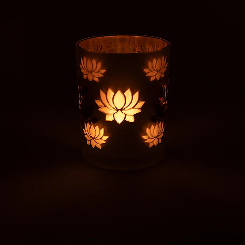 Sfeerlicht lotus matglas/metallic (10x12,5 cm)