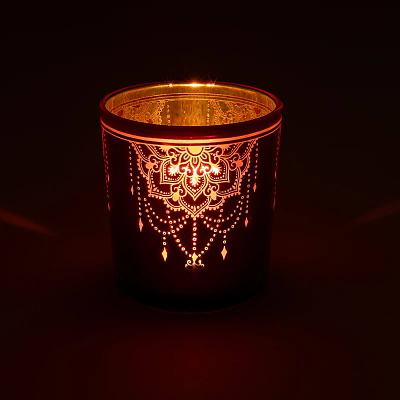 Metalen theelichthouder mandala (7,3x8 cm)