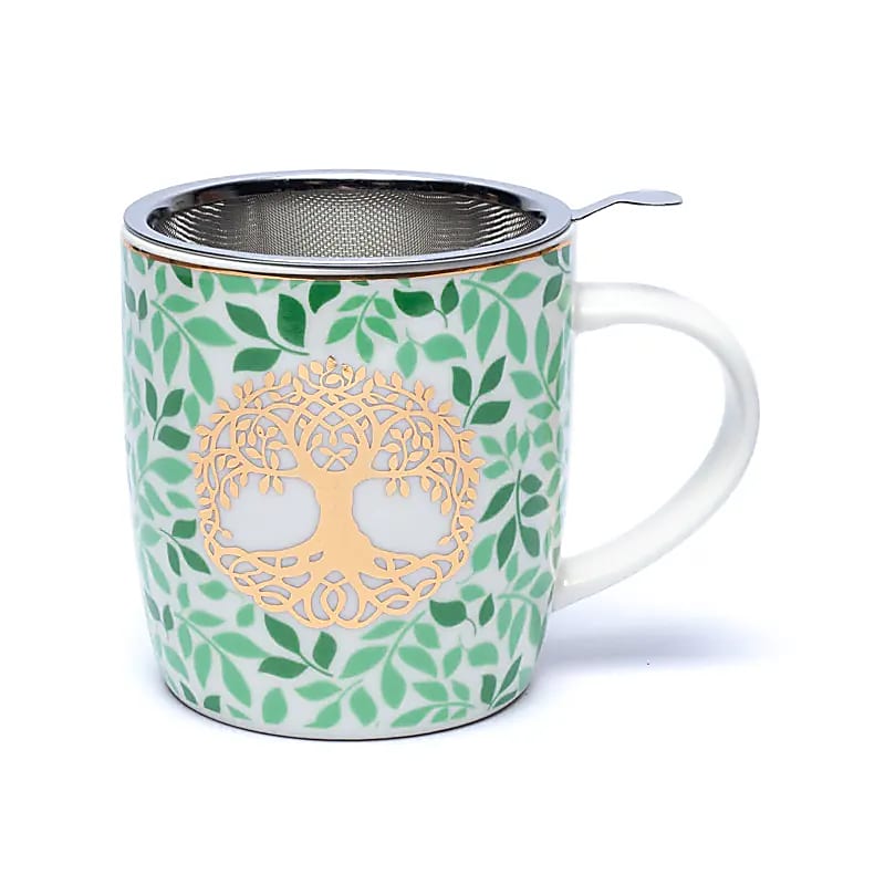 Theemok set levensboom met zeef en deksel (±400 ml)
