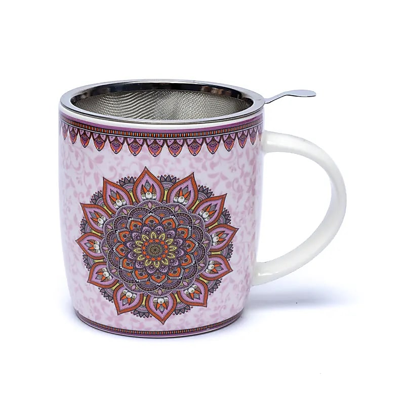 Theemok met zeef Mandala paars (±400 ml)