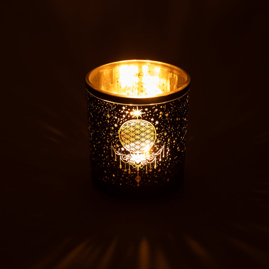Flower of Life Mood Light, Frosted Glass/Metallic Mystical (7.3 x 8 cm)